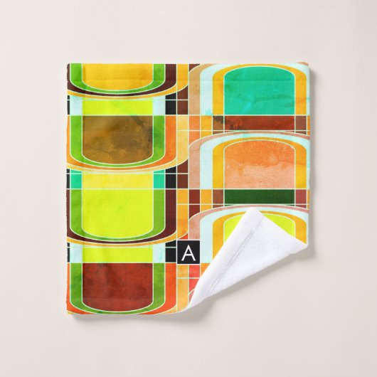 カラフルファンキーレトロインスパイア バスタオルセット (ウォッシュタオル)