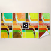 カラフルファンキーレトロインスパイア ビーチタオル (正面)