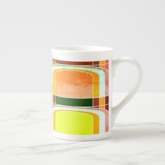 カラフルファンキーレトロインスパイア ボーンチャイナマグカップ (右)