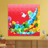 カラフルファンキーレトロ絵画抽象芸術 キャンバスプリント (インサイチュ (リビング))