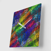 カラフルファンキー立方体パターン スクエア壁時計 (傾斜)