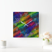 カラフルファンキー立方体パターン スクエア壁時計 (ホーム)