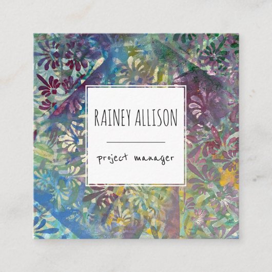 カラフルファンキー芸術的スタイル スクエア名刺 (正面)