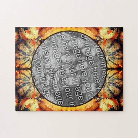 カラフルファンシーGourds Frame自分の写真を作成 ジグソーパズル (横)