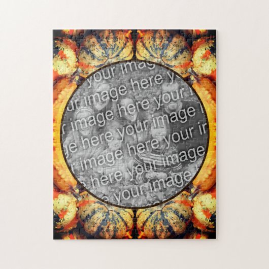 カラフルファンシーGourds Frame自分の写真を作成 ジグソーパズル (縦)