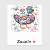 カラフルファンタジーアヒル(花と蝶) シール (シート)