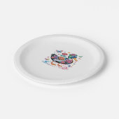 カラフルファンタジーアヒル（花と蝶） ペーパープレート (アングル)