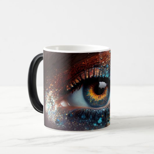カラフルファンタジーアースグリッターアイクローズアップ モーフィングマグカップ (正面左)