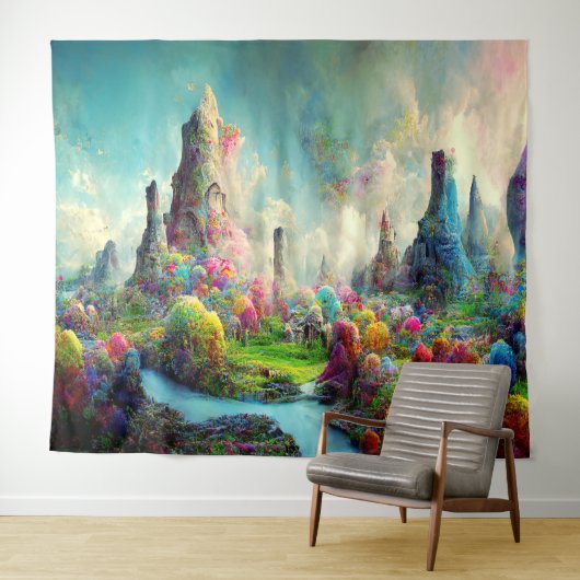 カラフルファンタジーエイリアン自然景観 タペストリー (インサイチュ(横))