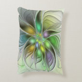 カラフルファンタジーフラワーモダン抽象芸術フラクタル アクセントクッション (裏面(縦))