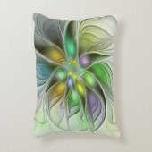 カラフルファンタジーフラワーモダン抽象芸術フラクタル アクセントクッション (正面(垂直))
