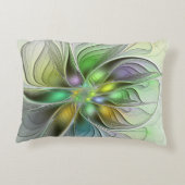 カラフルファンタジーフラワーモダン抽象芸術フラクタル アクセントクッション (裏面)