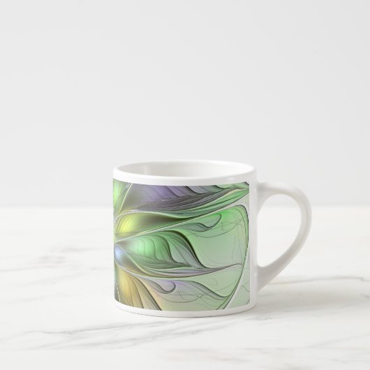 カラフルファンタジーフラワーモダン抽象芸術フラクタル エスプレッソカップ (右)