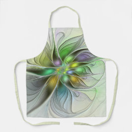 カラフルファンタジーフラワーモダン抽象芸術フラクタル エプロン