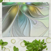 カラフルファンタジーフラワーモダン抽象芸術フラクタル キッチンタオル (折り畳み)