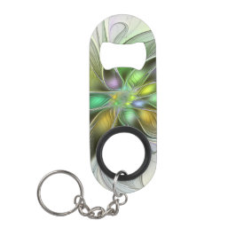 カラフルファンタジーフラワーモダン抽象芸術フラクタル キーホルダー栓抜き
