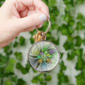 カラフルファンタジーフラワーモダン抽象芸術フラクタル キーホルダー (手)