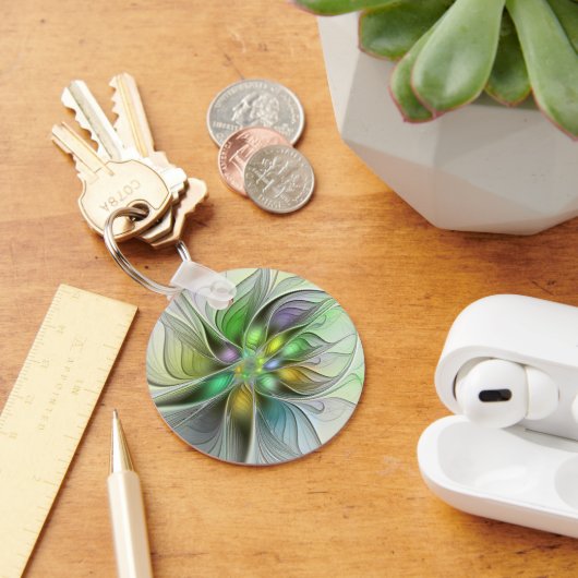 カラフルファンタジーフラワーモダン抽象芸術フラクタル キーホルダー (デスク)