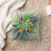 カラフルファンタジーフラワーモダン抽象芸術フラクタル クッション (ブランケット)