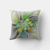 カラフルファンタジーフラワーモダン抽象芸術フラクタル クッション (裏面)
