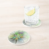 カラフルファンタジーフラワーモダン抽象芸術フラクタル コースター (側面)
