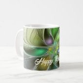 カラフルファンタジーフラワーモダン抽象芸術フラクタル コーヒーマグカップ (正面左)