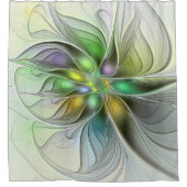 カラフルファンタジーフラワーモダン抽象芸術フラクタル シャワーカーテン (正面)