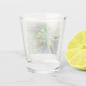 カラフルファンタジーフラワーモダン抽象芸術フラクタル ショットグラス (裏面)