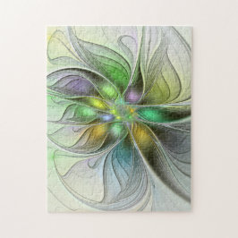 カラフルファンタジーフラワーモダン抽象芸術フラクタル ジグソーパズル