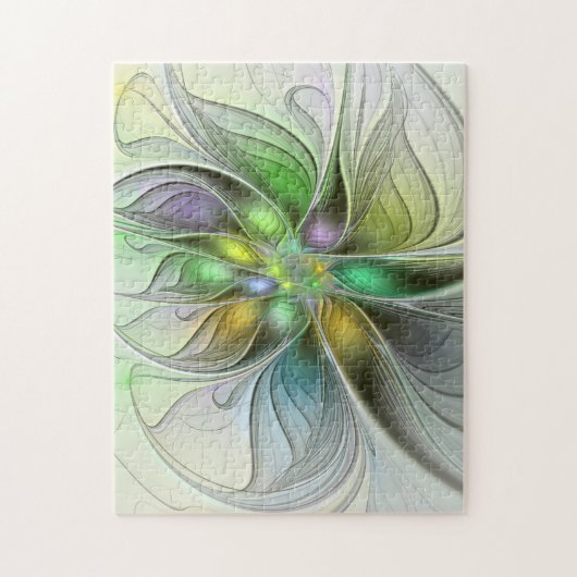 カラフルファンタジーフラワーモダン抽象芸術フラクタル ジグソーパズル (縦)