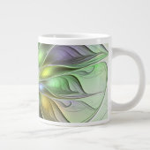 カラフルファンタジーフラワーモダン抽象芸術フラクタル ジャンボコーヒーマグカップ (右)