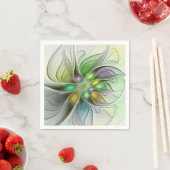 カラフルファンタジーフラワーモダン抽象芸術フラクタル スタンダードカクテルナプキン (インサイチュ)