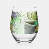 カラフルファンタジーフラワーモダン抽象芸術フラクタル ステムなしワイングラス (左)