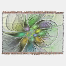 カラフルファンタジーフラワーモダン抽象芸術フラクタル スローブランケット
