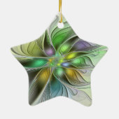 カラフルファンタジーフラワーモダン抽象芸術フラクタル セラミックオーナメント (裏面)