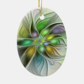 カラフルファンタジーフラワーモダン抽象芸術フラクタル セラミックオーナメント (裏面)
