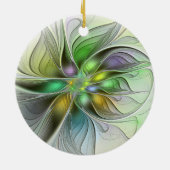 カラフルファンタジーフラワーモダン抽象芸術フラクタル セラミックオーナメント (裏面)