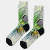 カラフルファンタジーフラワーモダン抽象芸術フラクタル ソックス (左)