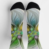 カラフルファンタジーフラワーモダン抽象芸術フラクタル ソックス (上部)