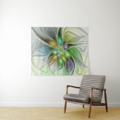 カラフルファンタジーフラワーモダン抽象芸術フラクタル タペストリー (インサイチュ(横))