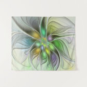 カラフルファンタジーフラワーモダン抽象芸術フラクタル タペストリー (正面(横))