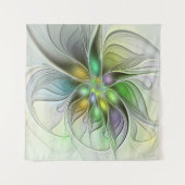 カラフルファンタジーフラワーモダン抽象芸術フラクタル タペストリー (正面(横))