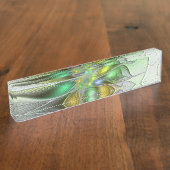 カラフルファンタジーフラワーモダン抽象芸術フラクタル デスクネームプレート (側面)