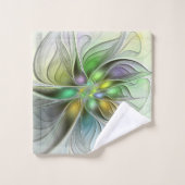 カラフルファンタジーフラワーモダン抽象芸術フラクタル バスタオルセット (ウォッシュタオル)