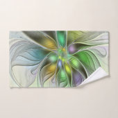 カラフルファンタジーフラワーモダン抽象芸術フラクタル バスタオルセット (ハンドタオル)