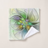 カラフルファンタジーフラワーモダン抽象芸術フラクタル バスタオルセット (ウォッシュタオル)