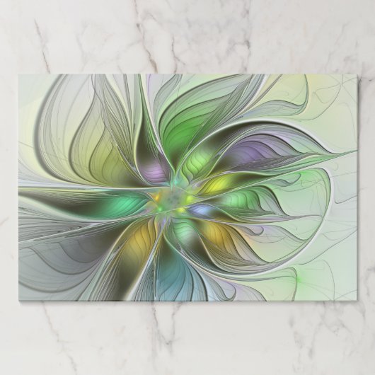 カラフルファンタジーフラワーモダン抽象芸術フラクタル ペーパーパッド (正面)