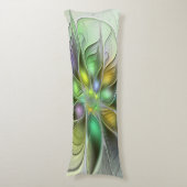 カラフルファンタジーフラワーモダン抽象芸術フラクタル ボディピロー (正面縦)