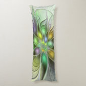 カラフルファンタジーフラワーモダン抽象芸術フラクタル ボディピロー (裏面 (縦))