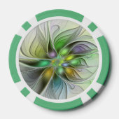 カラフルファンタジーフラワーモダン抽象芸術フラクタル ポーカーチップ (裏面)